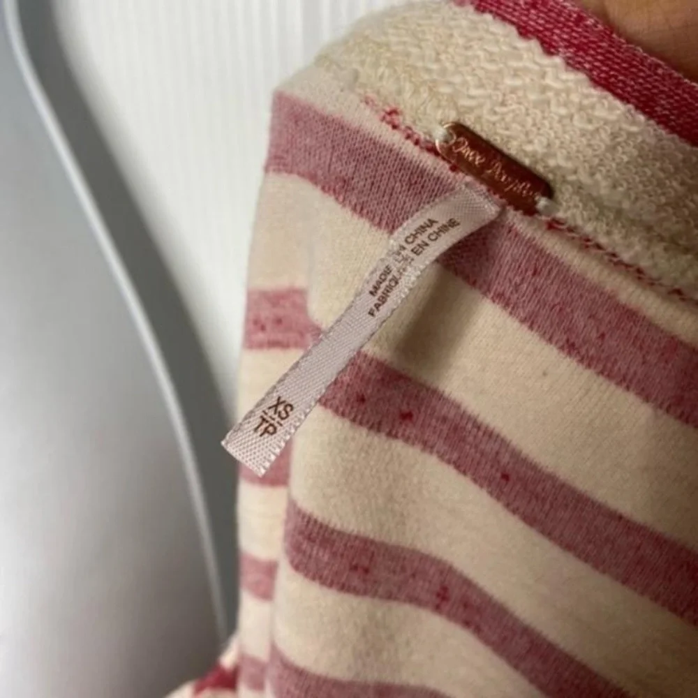 Free People Peplum Pink Striped Full Zip Terry Jacket XS